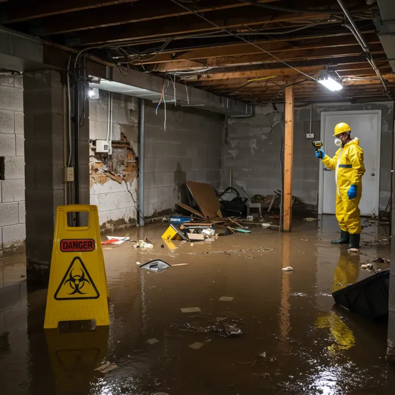 Flooded Basement Electrical Hazard in Loogootee, IN Property